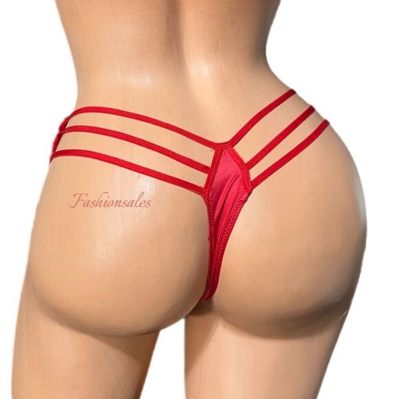 Victoria’s Secret Sexy Strappy back mesh Lace thong panty Red Small - Picture 1 of 8